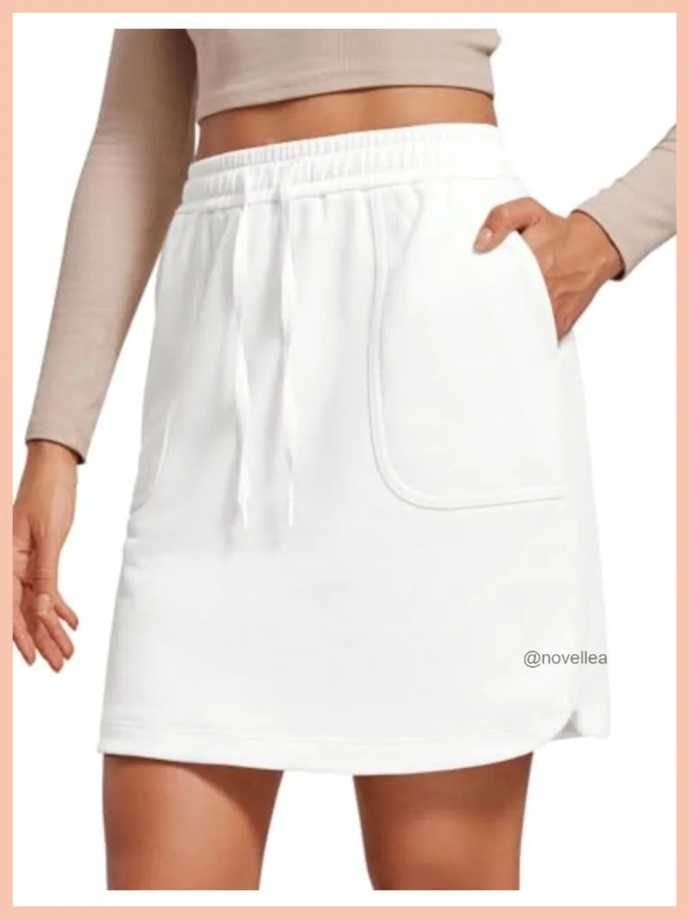 Comfy Cotton Sweat Skirt High Rise with Pockets 17